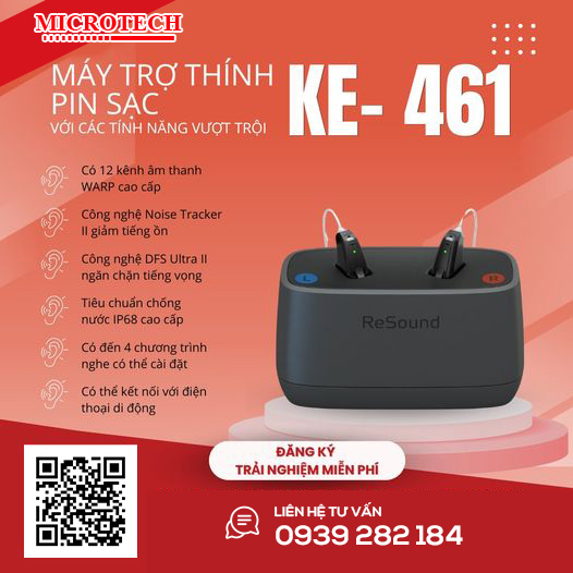 MÁY TRỢ THÍNH PIN SẠC KEY - 461 - LỰA CHỌN HOÀN HẢO CHO NGƯỜI NGHE KÉM